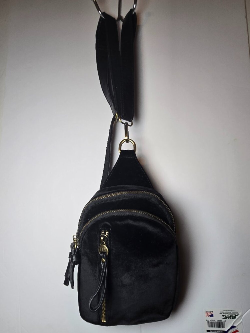 Joy Susan Skyler Black Velvet Convertible Sling Bag
